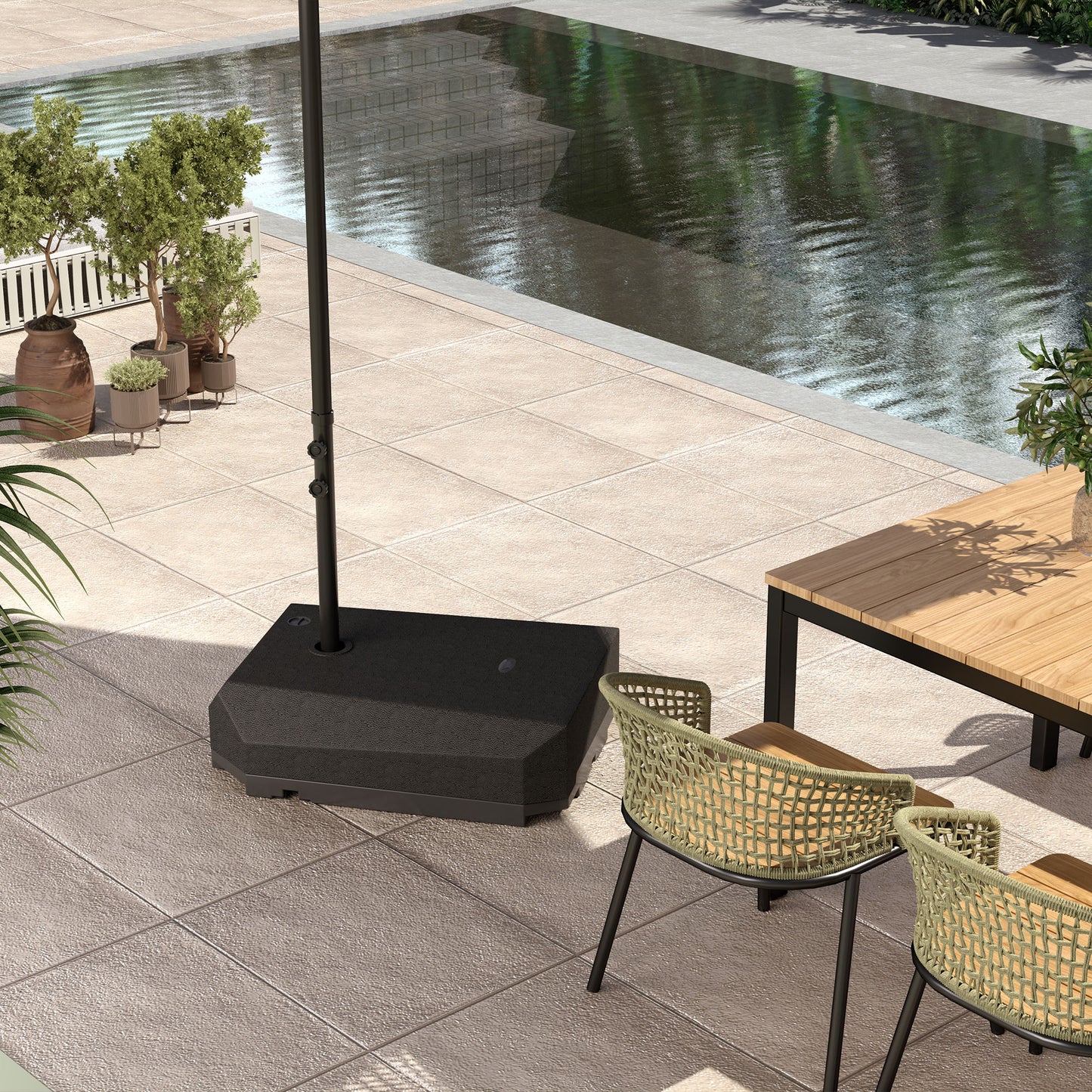 Umbrella Base Plastic Umbrella Stand for Cantilever Umbrella with Wheels, Heavy Duty Umbrella Stand, Water/Sand Filled
