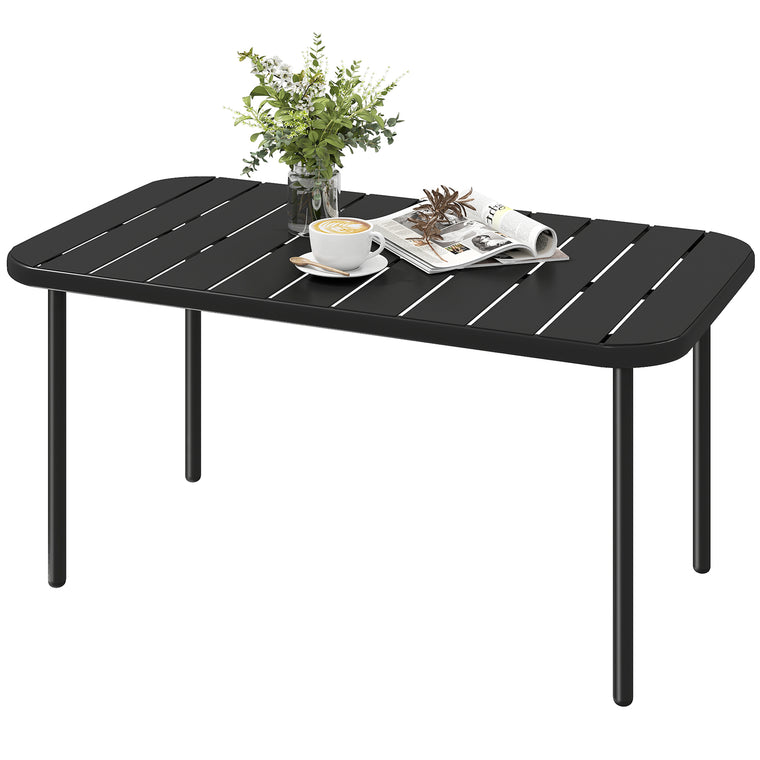 All-Weather Metal Coffee Table with Slatted Top