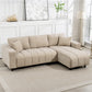 Sectional Couch with Integrated Seat, 3 Seater L-Shaped Sofa with Changeable Chaise, Spring Cushion, 2 Pillows, Beige