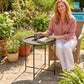 18" Outdoor Side Table with Removable Tray and Folding Legs, Indoor Outdoor for Balcony, Porch, Black