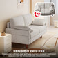 3 Seater Sofa, Velvet Upholstered Couch with Spring Cushions, Rubber Wood Legs and 2 Pillows, Cream White