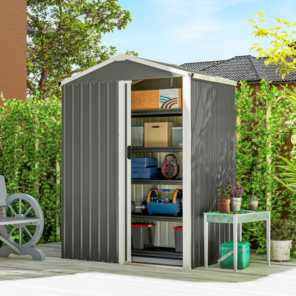 4.5' x 3' Waterproof Metal Garden Shed - Light Grey