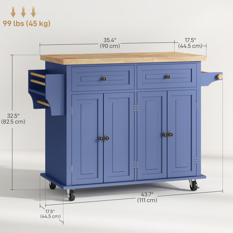 Rolling Kitchen Island Cart with Wood Top
