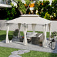 10' x 13' Double Roof Patio Gazebo, Outdoor Gazebo with Curtains, for Garden, Lawn, Backyard and Deck, Cream White