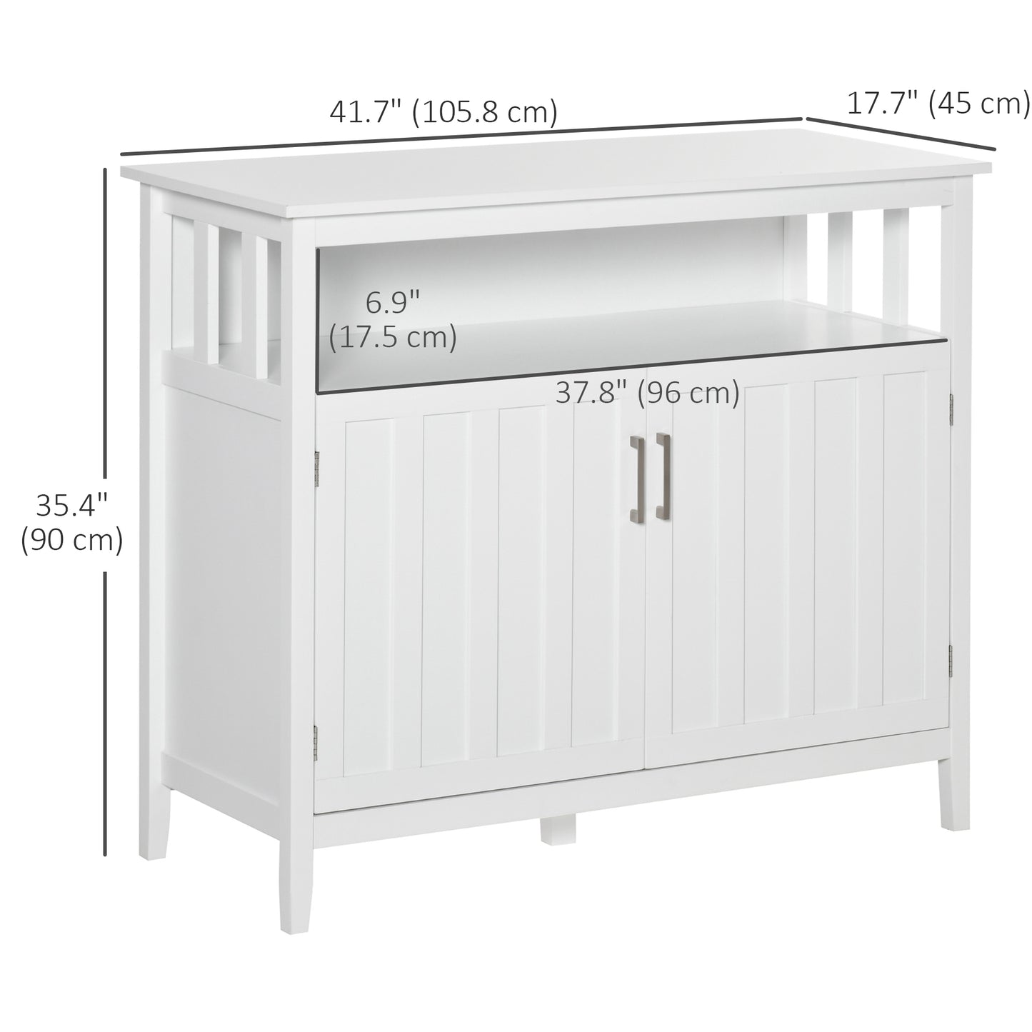 Sideboard Buffet Server Storage Cabinet Console Table with 2 Doors and Adjustable Shelves for Kitchen & Dining Room, White