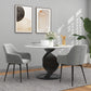 Dining Chairs Set of 2, Velvet-look Fabric Upholstered Kitchen Chairs with Backrest, Armrests and Steel Legs, Dark Grey