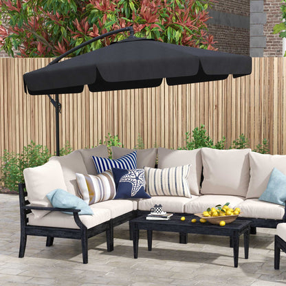 11FT Black Cantilever Umbrella with Cross Base & 8 Ribs