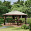 13' x 13' Beige Pop-Up Canopy with 2-Tier Roof & Netting