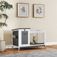 Wooden Rabbit Hutch with Pull-Out Tray, Asphalt Openable Roof, Small Animal Cage on Wheels with Run, Grey