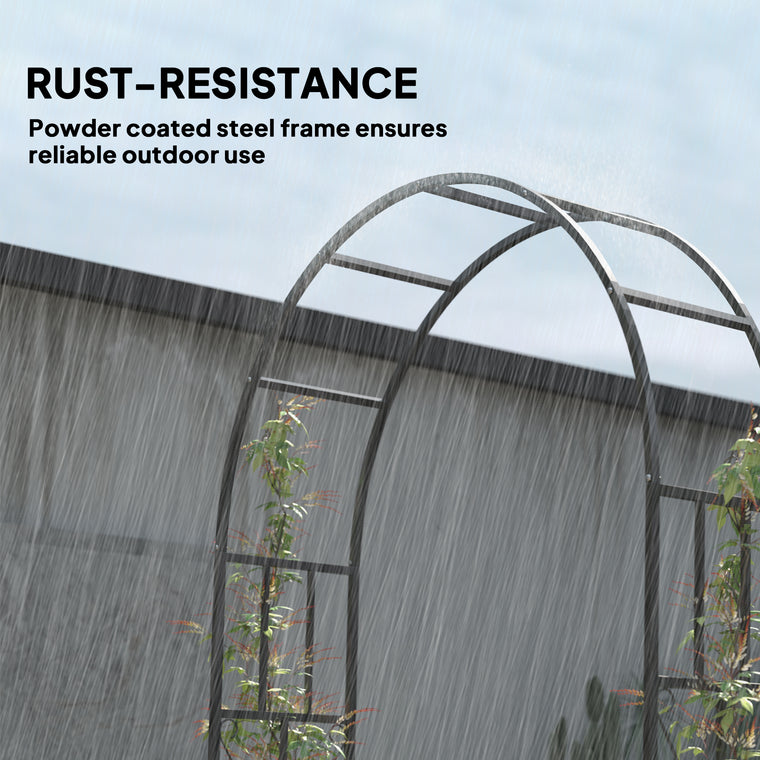 7.3' Black Steel Garden Arch Trellis for Climbing Plants