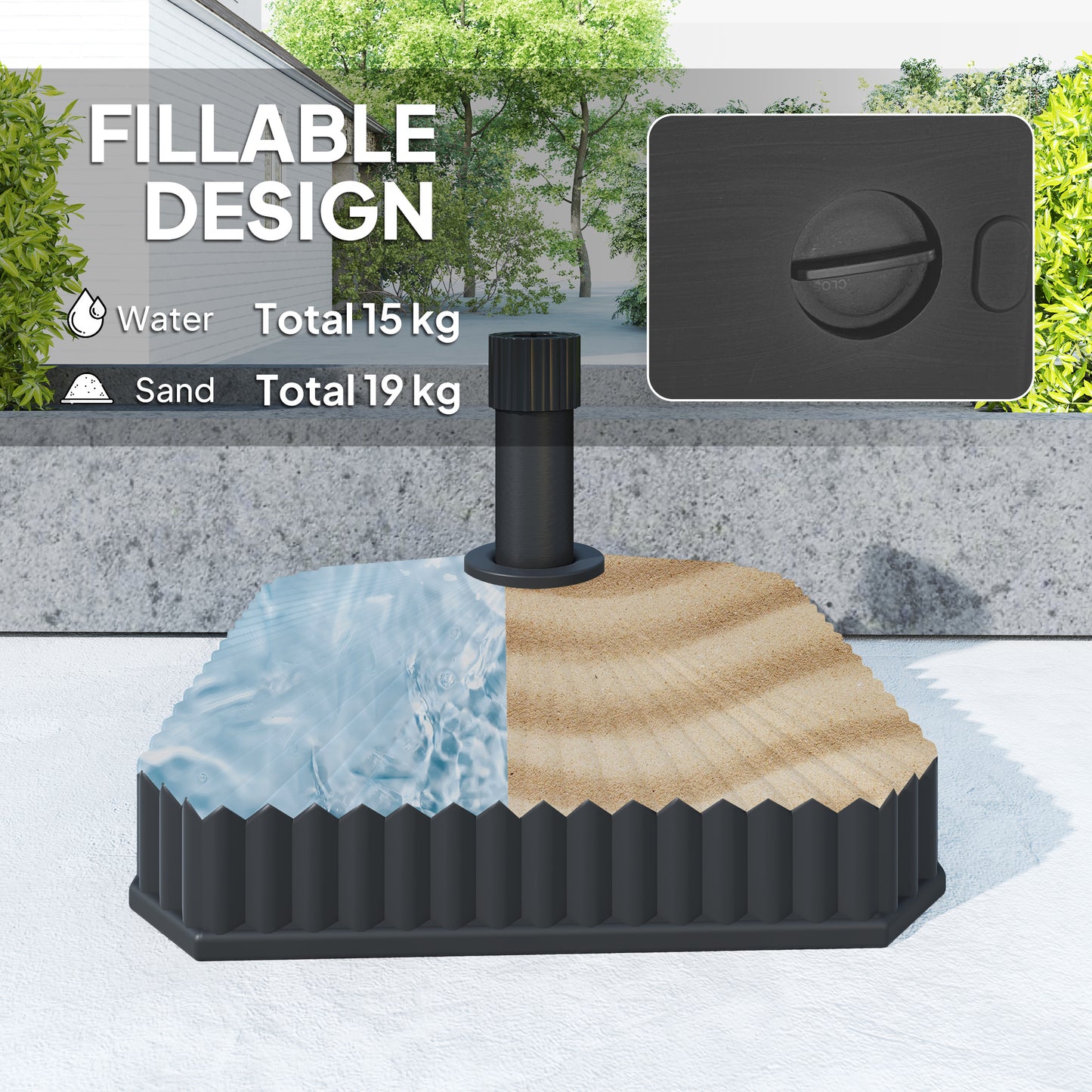 17.7" x 17.7" x 11.8" Black Heavy Duty Umbrella Base