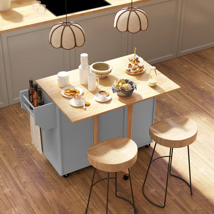 Rolling Kitchen Cart with Drop Leaf & 3 Drawers