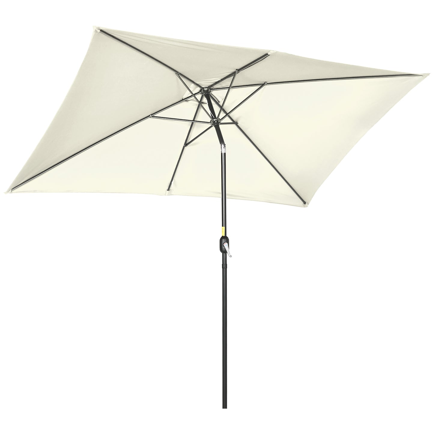 6.5x10ft Rectangle Aluminum Tilt Patio Umbrella, Garden Market Parasol, Outdoor Sunshade Canopy with Crank, Cream White