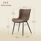 Dining Chairs Set of 2, PU Leather Upholstered Kitchen Chairs with Backrest and Steel Legs, Brown