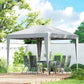 10 x 10 ft Pop Up Canopy Tent with Central Light, UPF 50+ Instant Portable Canopy Shelter with Remote, Light Grey