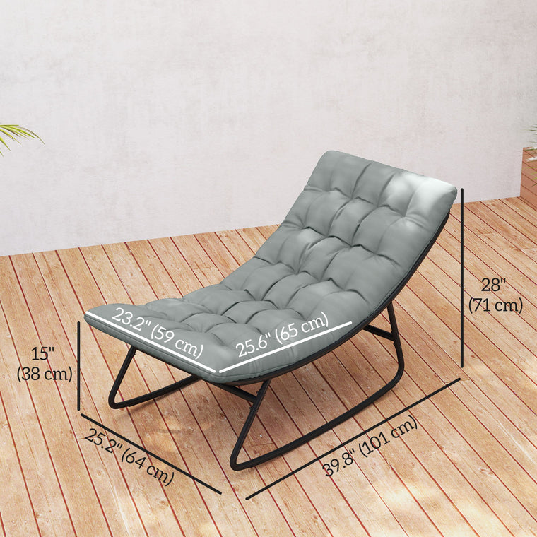 Steel Rocking Chair with Cushion and Mesh Deep Seat