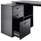 L-Shaped Corner Straight Writing Desk with Storage Shelf, Drawer, Home Office PC Table Computer Workstation, Black