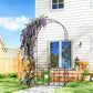 7.4 ft Garden Arch, Outdoor Trellis Arbor with Gate for Climbing Plants, Wedding Arch, Black