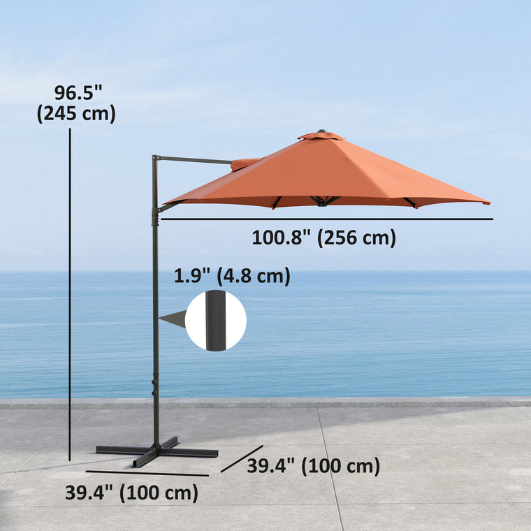 8.5' Orange Offset Patio Umbrella with 360-Degree Rotation
