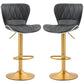 Counter Height Bar Stools Set of 2, Adjustable Height Bar Chairs with Swivel Seat, PU Leather Upholstery