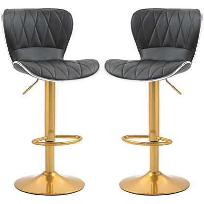 Counter Height Swivel Bar Stools Set of 2, PU Leather - Black
