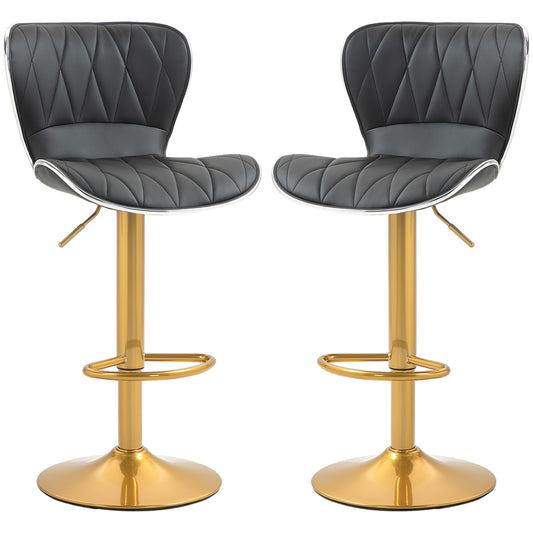 Counter Height Swivel Bar Stools Set of 2, PU Leather - Black