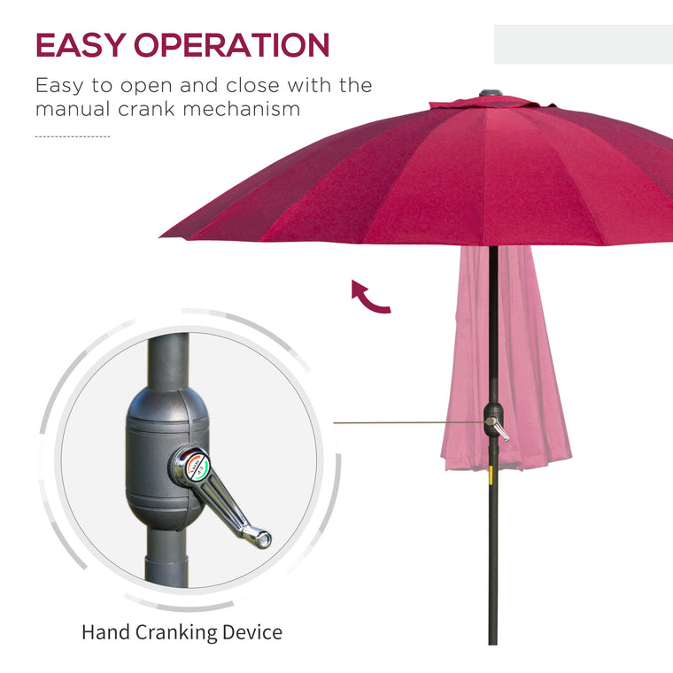 8ft Wine Red Shanghai Garden Parasol with Crank & Tilt