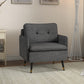 Accent Chair, Upholstered Armchair with Tufted Back Cushion and Steel Legs for Living Room, Bedroom, Dark Grey
