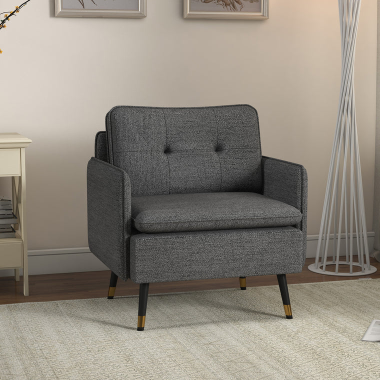 Tufted Accent Armchair with Steel Legs