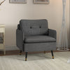 Accent Chair, Upholstered Armchair with Tufted Back Cushion and Steel Legs for Living Room, Bedroom, Dark Grey