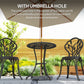 3PCs Patio Bistro Set, Outdoor Cast Aluminum Garden Table and Chairs with Umbrella Hole for Balcony, Bronze