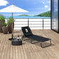 Folding Outdoor Lounge Chair, Portable Reclining Beach Lounger with Face Hole, Detachable Pillow, 4-Position Adjustable Backrest, For Patio, Garden, Poolside, Black