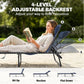 Folding Lounge Chair, Adjustable Chaise Lounge with Headrest, Reclining Lounger Cot for Camping, Hiking, Light Grey