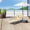 Folding Outdoor Lounge Chair, 5-Level Tanning Chair with Face Hole, Side Pocket, Carry Strap for Beach Pool, Beige