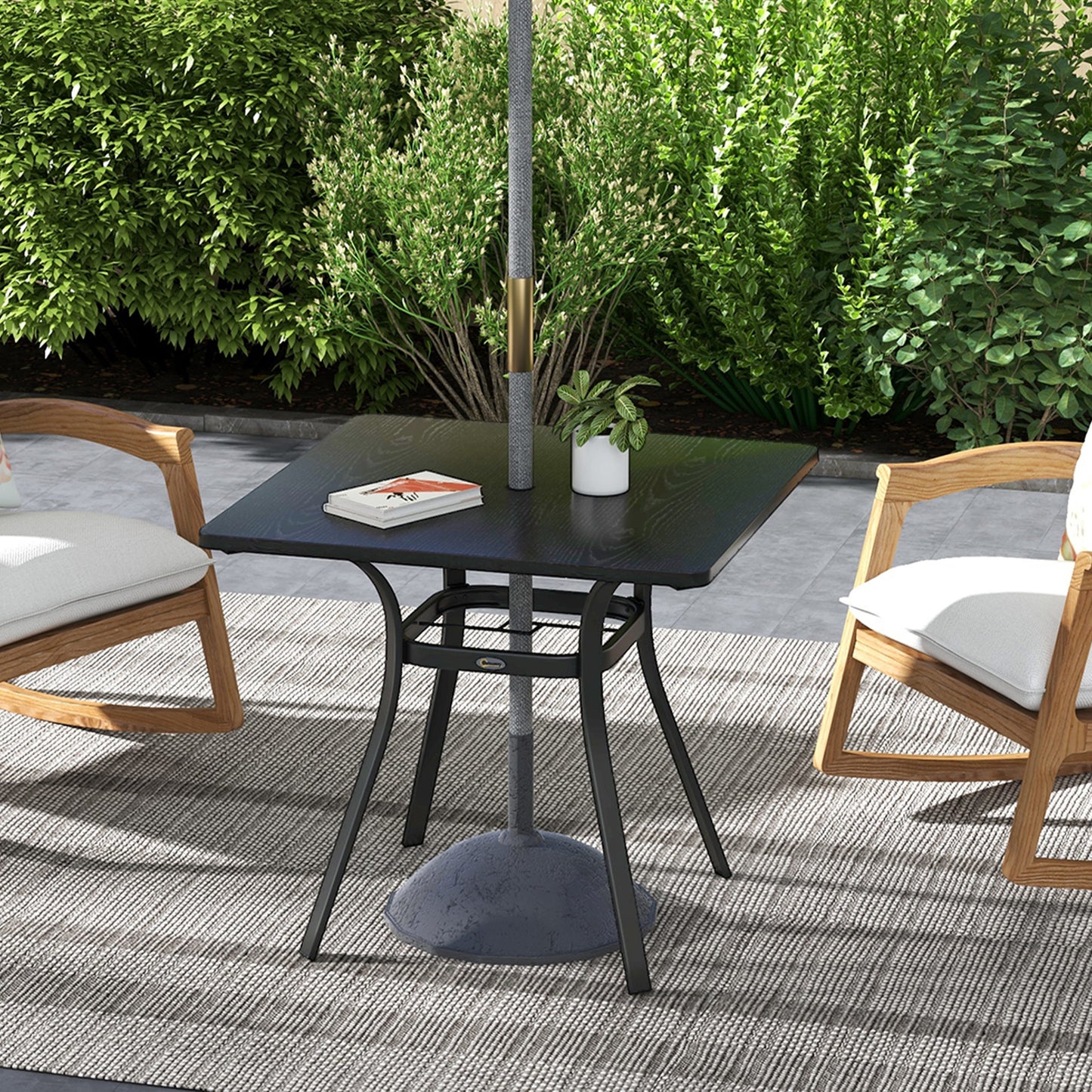Rectangle Patio Dining Table for 4 People with Steel Legs, Metal Tabletop for Garden, Backyard, Lawn, Balcony, Black