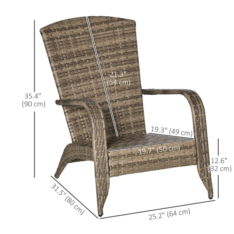 Blue PE Rattan Adirondack Chair with Cushions & Armrests