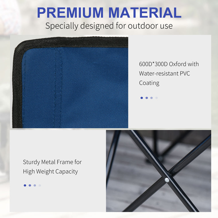 6-Seat Folding Camping Chair with Cup Holder - Blue