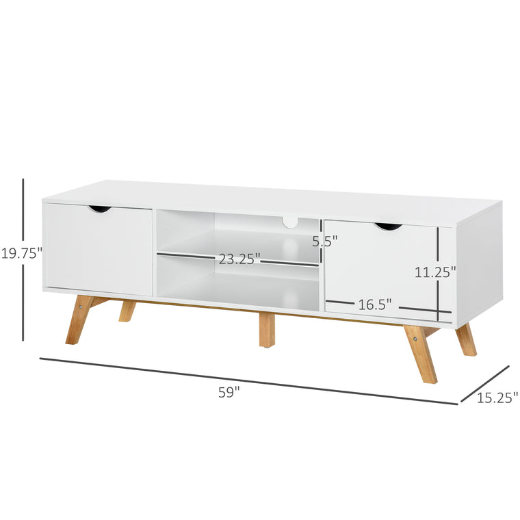 TV Stand with 2 Cabinets for TVs up to 65" - White