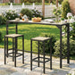 Bar Height Outdoor Table with Built-In Bottle Opener, Patio Bar Table with Wood Grain Plastic Top, 55" x 15" x 39"