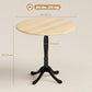 Dining Table for 2-4 People, Modern Round Kitchen Table with Pedestal Steel Base, 80cm, Natural Wood and Black