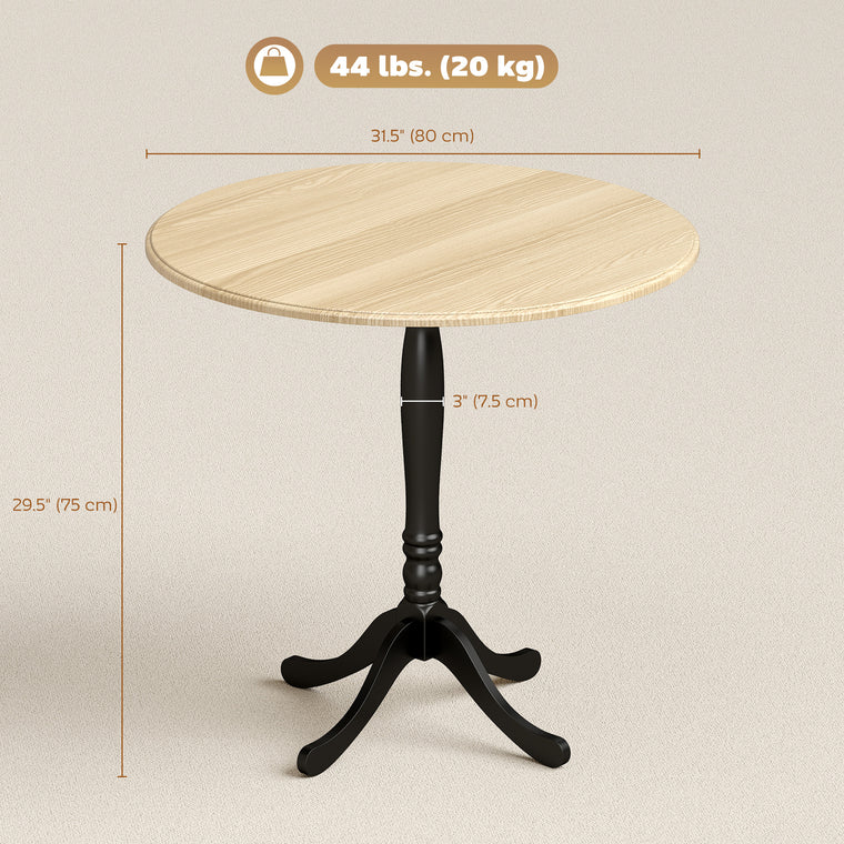 Round Pedestal Dining Table for 2-4 - Natural Wood and Black