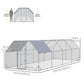 Chicken Run Outdoor, Galvanized Large Metal Chicken Coop Cage, Walk-in Enclosure Poultry Hen Run House Playpen Rabbit Hutch with Flat Roof, Cover