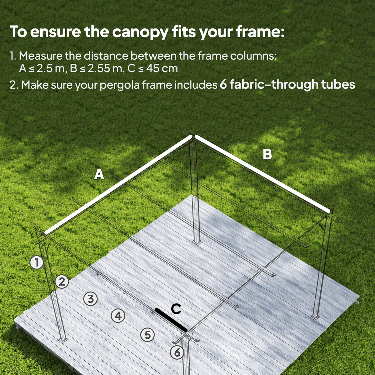 8.2' x 8.4' Tan Retractable Pergola Canopy Replacement