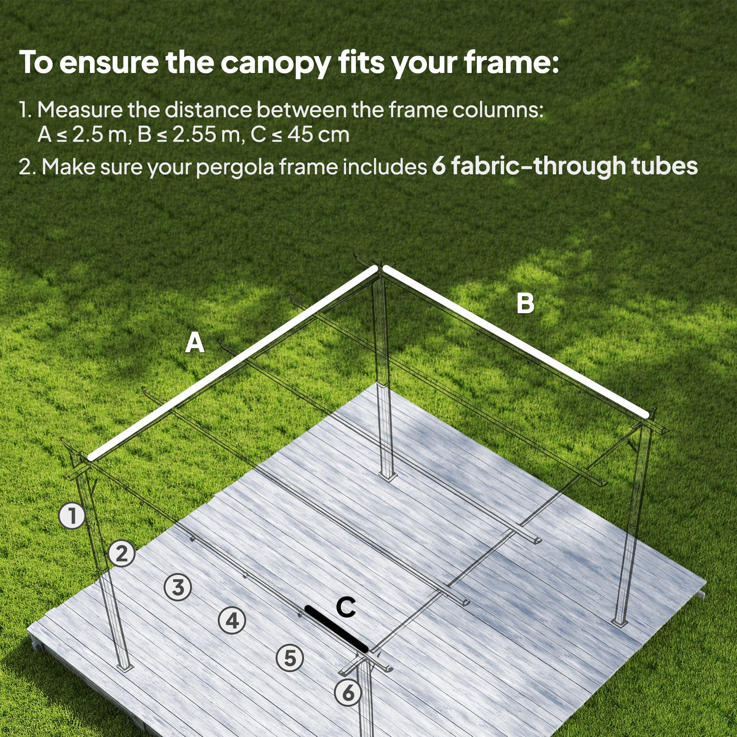 8.2' x 8.4' Tan Retractable Pergola Canopy Replacement