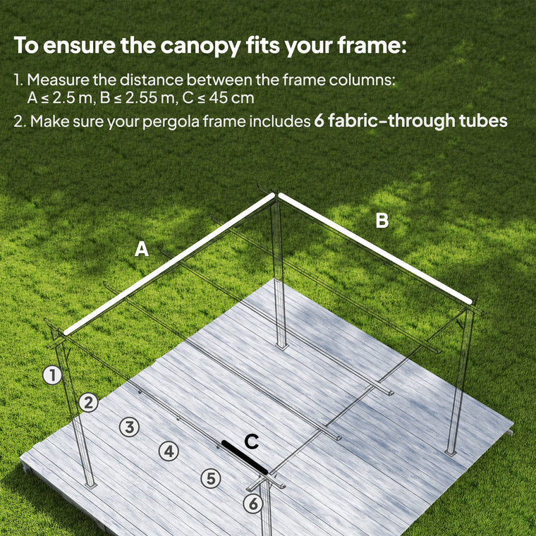 8.2' x 8.4' Tan Retractable Pergola Canopy Replacement