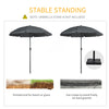 6ft Beach Umbrella, Outdoor Sun Shade Parasol with Push Button Tilt, Ruffled UV50+ Vented Canopy, Dark Grey