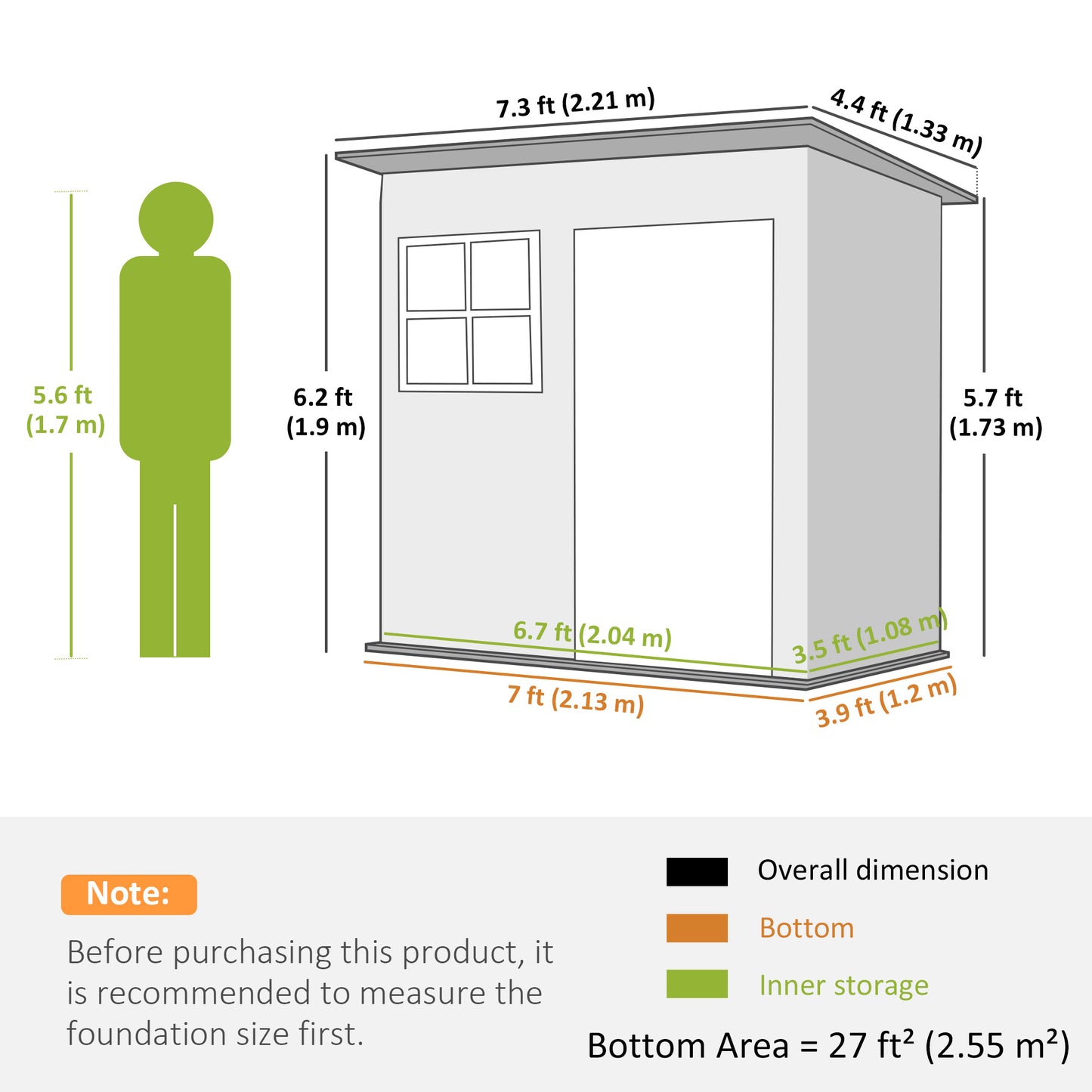 7' x 4' Galvanized Steel Garden Shed with Window