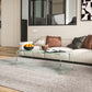 Glass Coffee Table, Clear Coffee Table for Living Room, Modern Rectangle Center Table with Safe Rounded Edges
