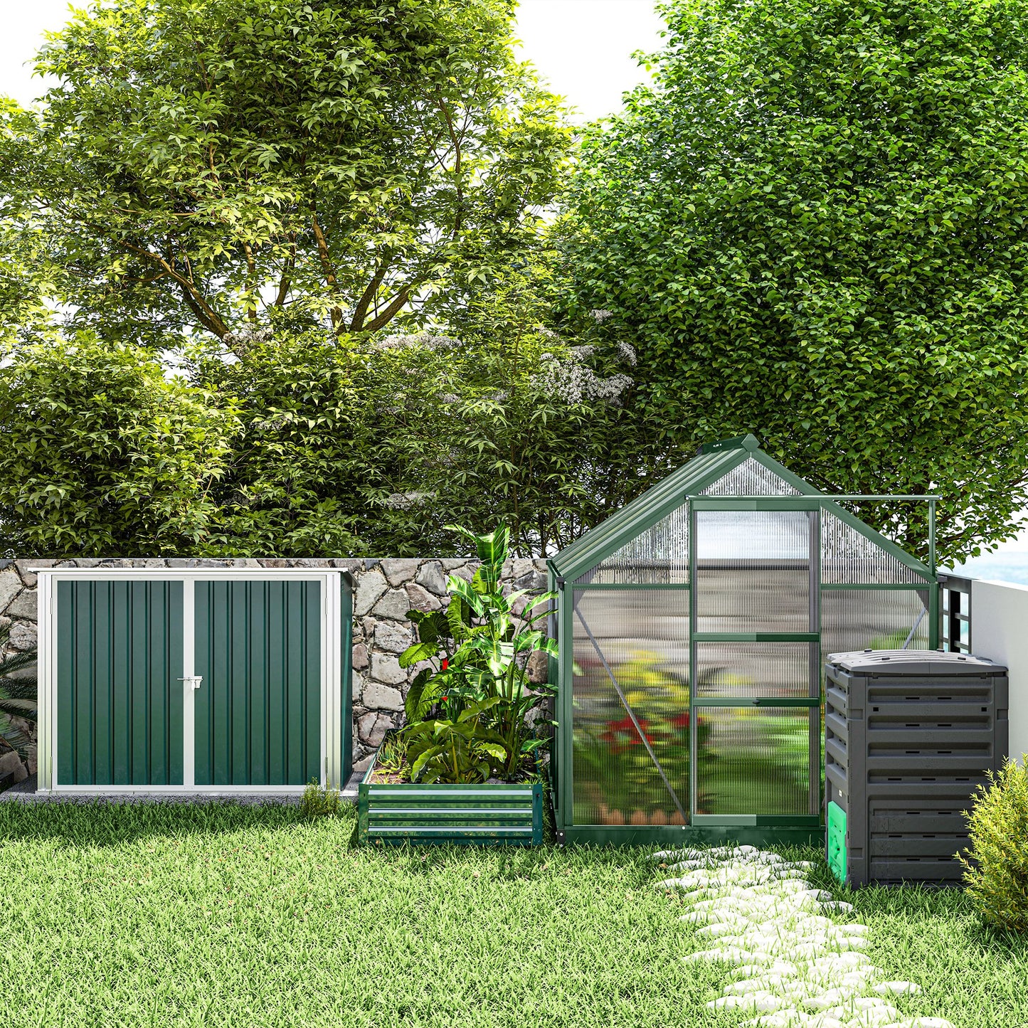 6.2' x 8.3' x 6.6' Clear Polycarbonate Greenhouse, Large Walk-In Green House w/ Slide Door