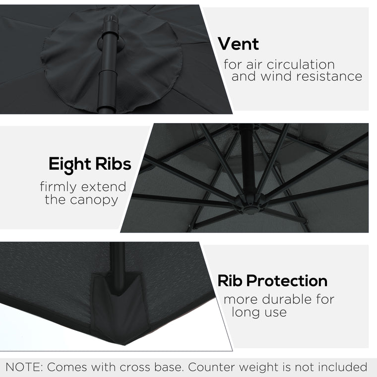 9.7ft Black Offset Cantilever Umbrella with 8 Ribs